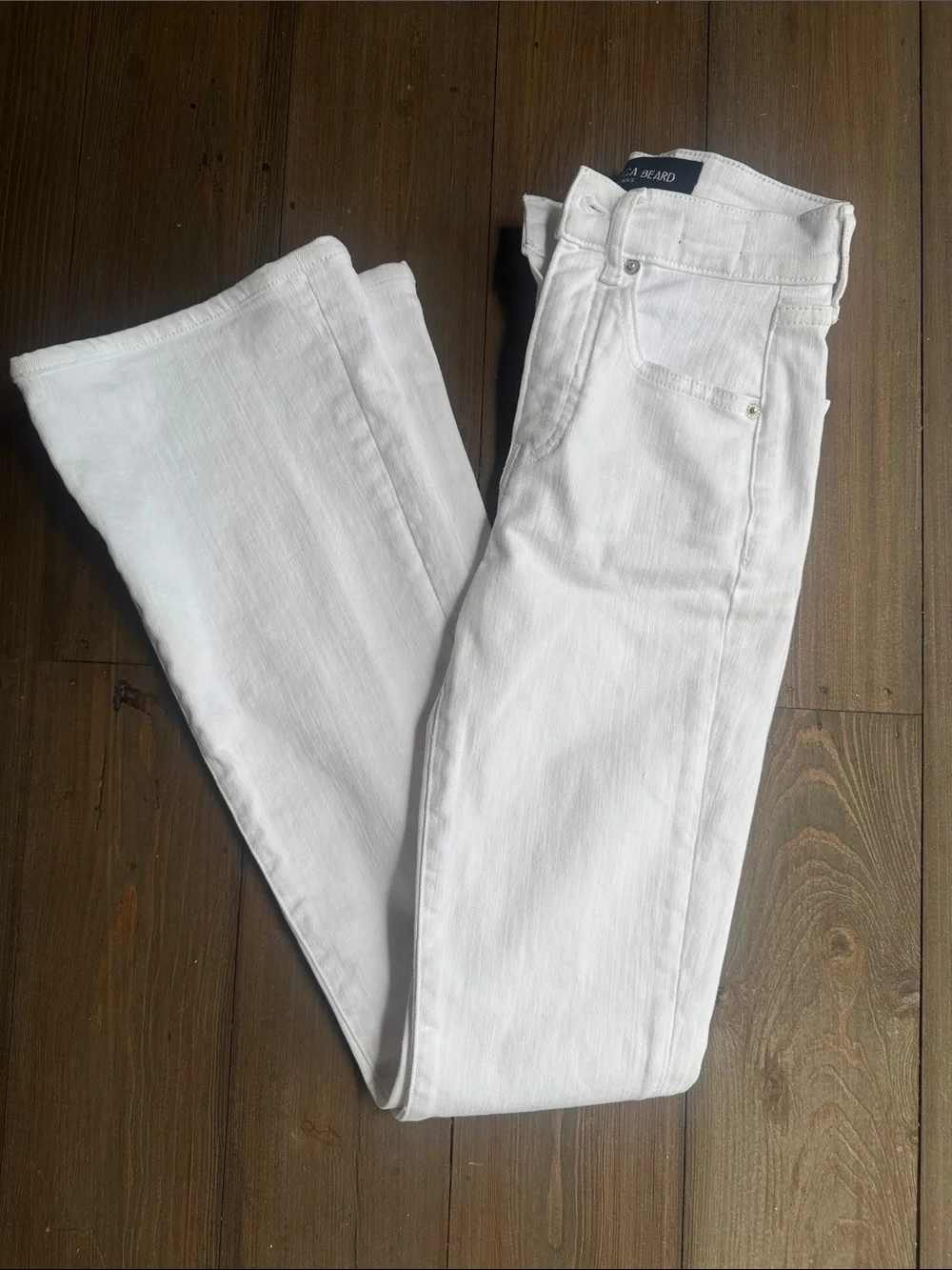 Veronica Beard Beverly Skinny Flare High Rise Jeans Sz 23 EUC White
